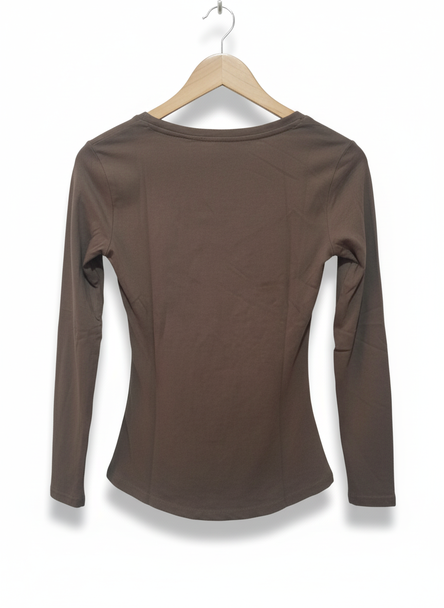 GEORGE Brown Basic Long Sleeve Top W-15/L-23