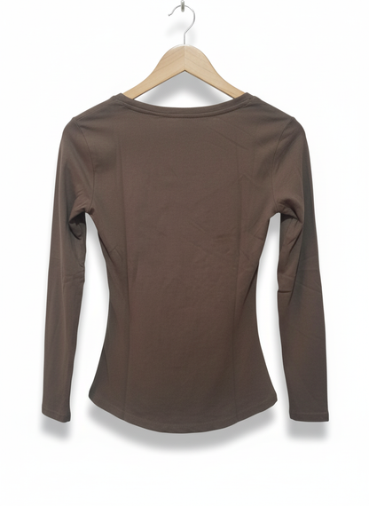 GEORGE Brown Basic Long Sleeve Top W-15/L-23