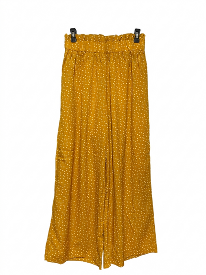 |L| WAIST 27| B9| MUSTARD YELLOW POLKA DOT WIDE-LEG TROUSERS