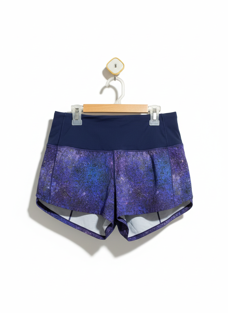 LULULEMON |M| WAIST 26| Women's Galaxy Print Performance Running Shorts – Navy High-Rise Waist