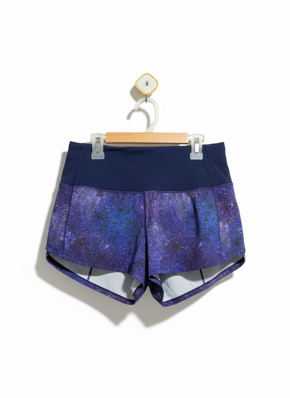 LULULEMON |M| WAIST 26| Women's Galaxy Print Performance Running Shorts – Navy High-Rise Waist