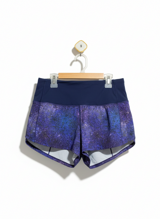 LULULEMON |M| WAIST 26| Women's Galaxy Print Performance Running Shorts – Navy High-Rise Waist