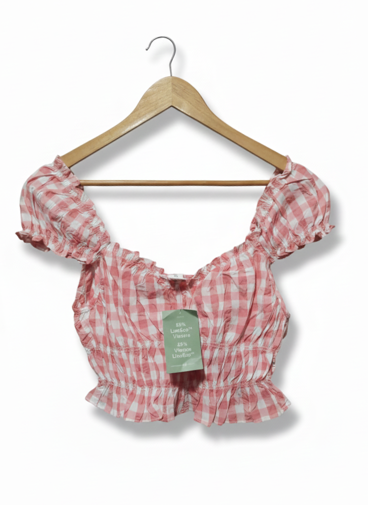 H&M |S|BUST 13.5|Pink Gingham Check Top