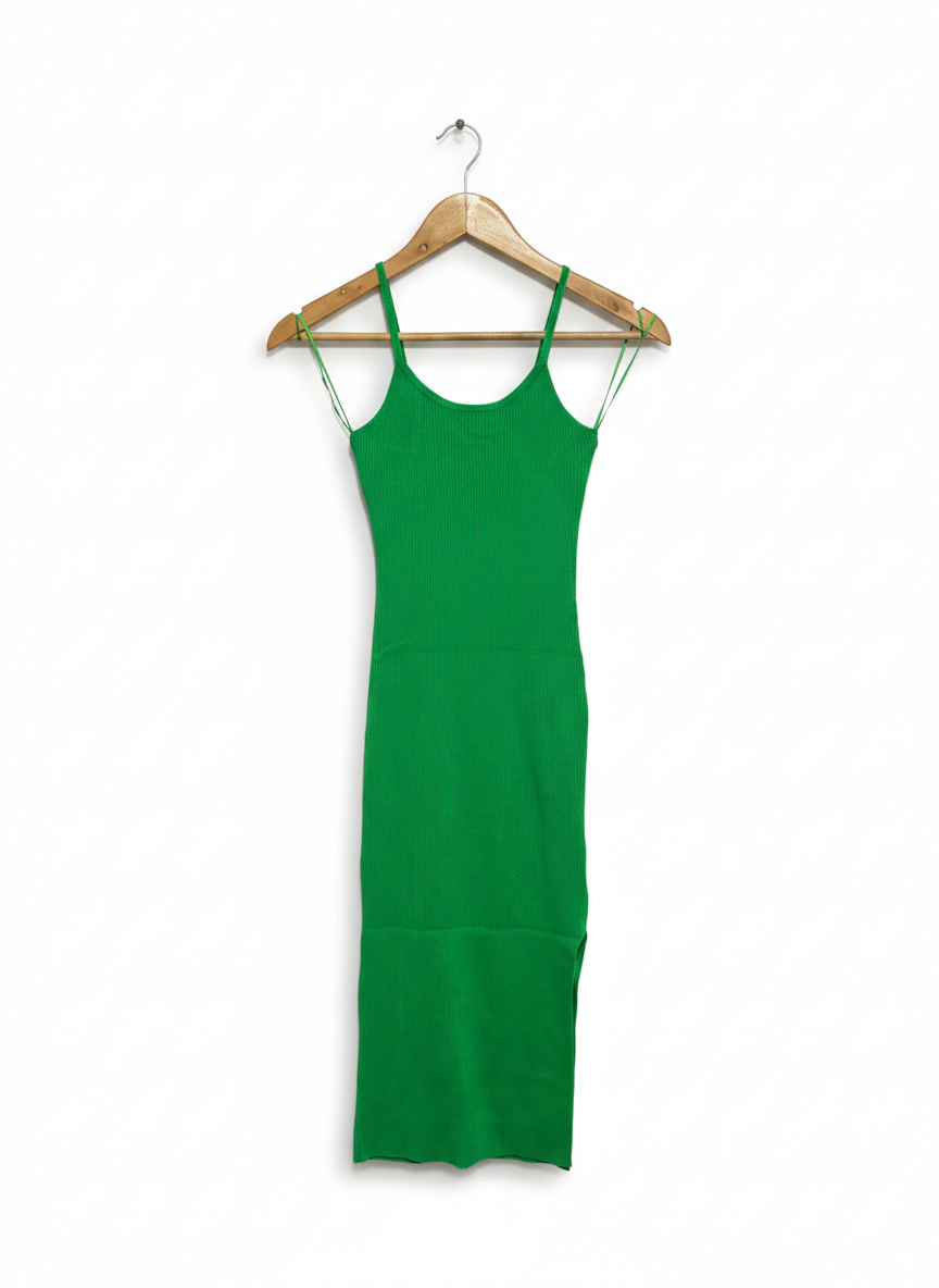 ALLY |XS| BUST 11| Green Ribbed Knit Midi Dress