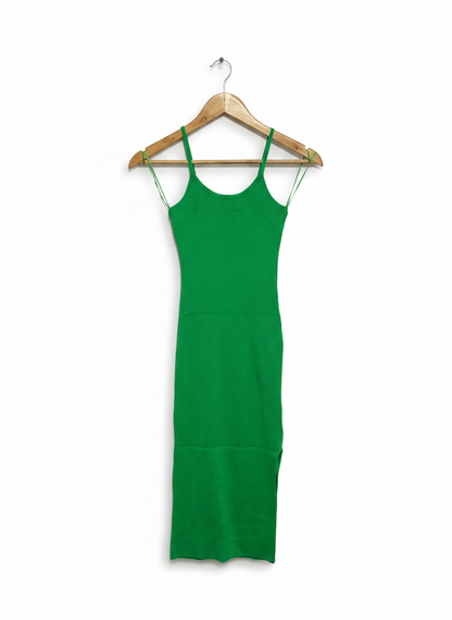 ALLY |XS| BUST 11| Green Ribbed Knit Midi Dress