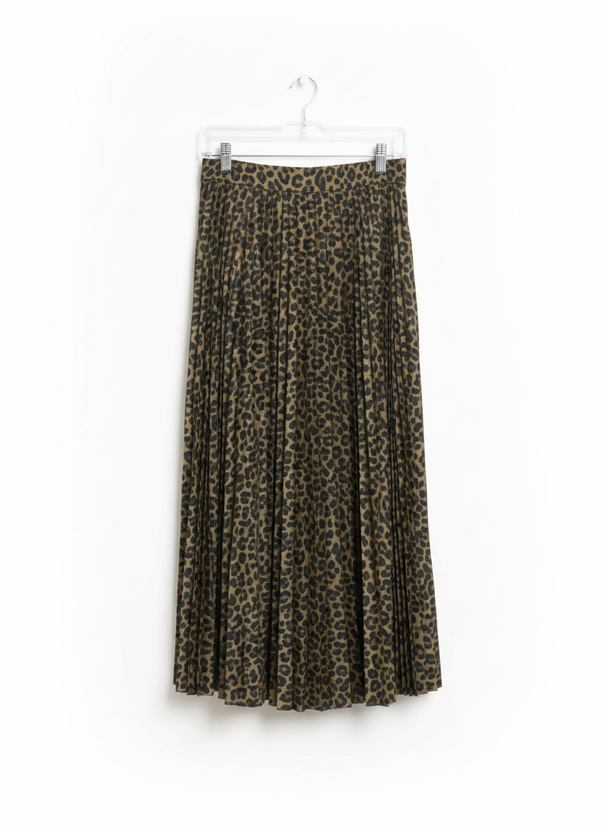PRIMARK Women's Leopard Print Pleated Midi Skirt