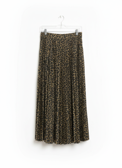PRIMARK Women's Leopard Print Pleated Midi Skirt
