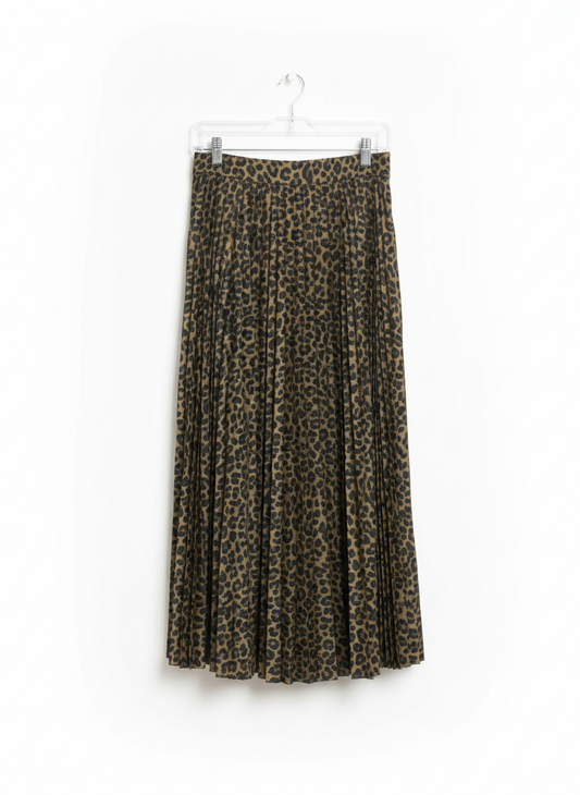 PRIMARK Women's Leopard Print Pleated Midi Skirt