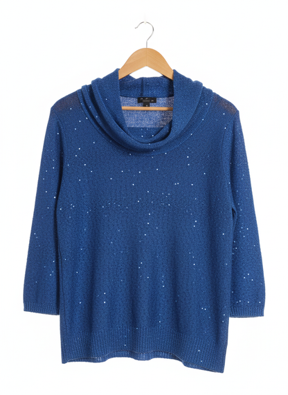 Nue Options Sweater Large NWT  Sequins Pullover Cowl Neck Long Sleeve  W-20 / L-26