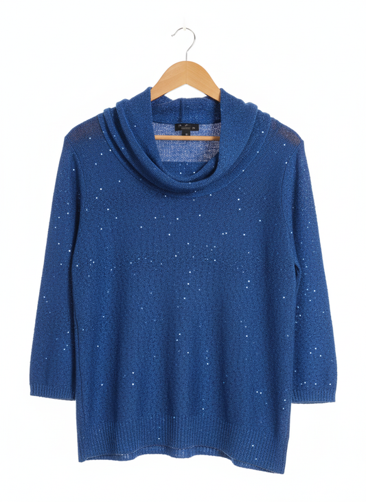 Nue Options Sweater Large NWT  Sequins Pullover Cowl Neck Long Sleeve  W-20 / L-26