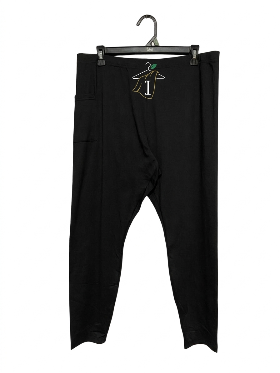 |XL| WAIST 17| B8| PREMIUM HIGH-WAISTED ACTIVEWEAR LEGGINGS WITH SIDE POCKET - JET BLACK