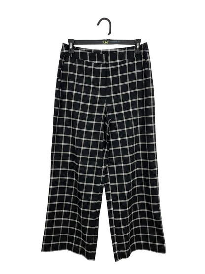 MARCS |L|  WAIST 29| B27| LEE WOMEN'S BLACK & WHITE PLAID WIDE-LEG TROUSERS – PREMIUM IMPORTED SMART CASUAL PANTS