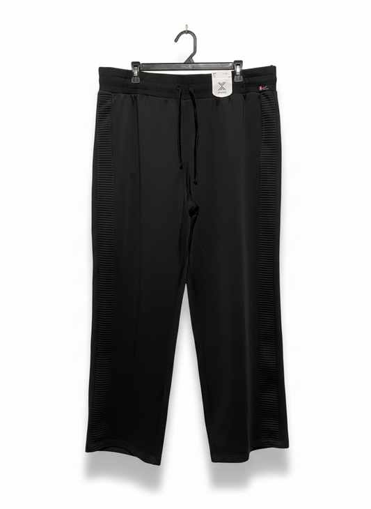 XERISON|XL/XXL|WAIST 38|BLACK WIDE LEG ATHLETIC PANTS WITH RIBBED SIDE PANEL