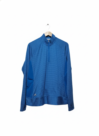 Adidas Sweater Womens  Blue Athletic Outdoors Quarter Zip Ladies W-21 / L-26