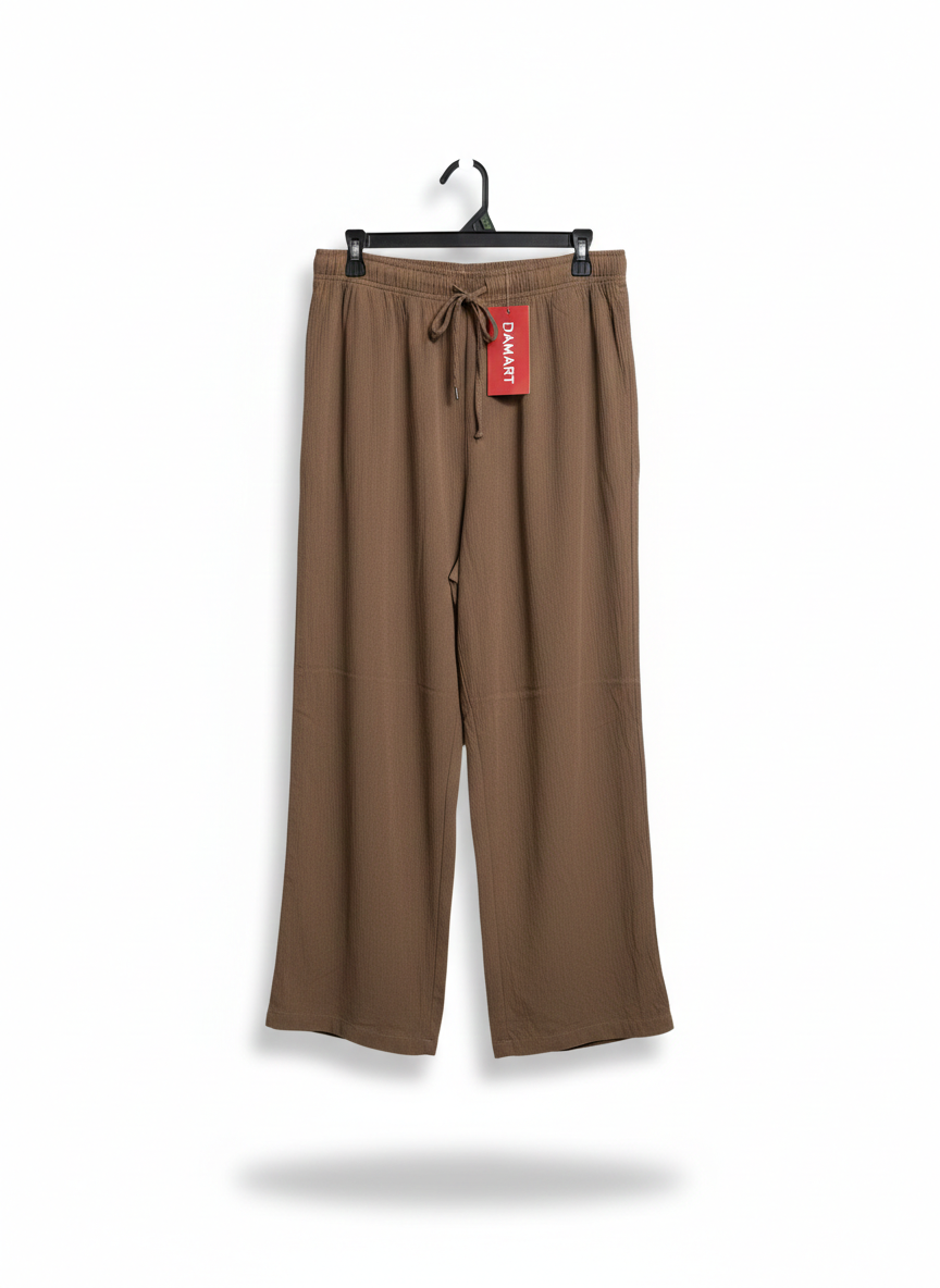 DAMART |L| WAIST 30| BROWN WIDE-LEG DRAWSTRING TROUSERS
