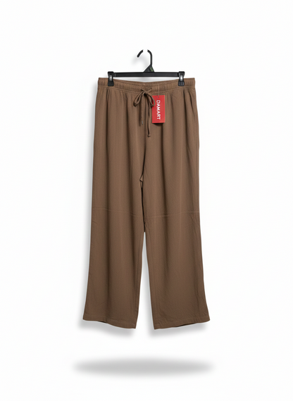 DAMART |L| WAIST 30| BROWN WIDE-LEG DRAWSTRING TROUSERS