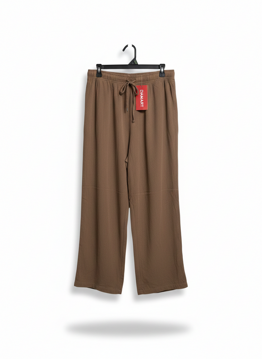 DAMART |L| WAIST 30| C7| BROWN WIDE-LEG DRAWSTRING TROUSERS