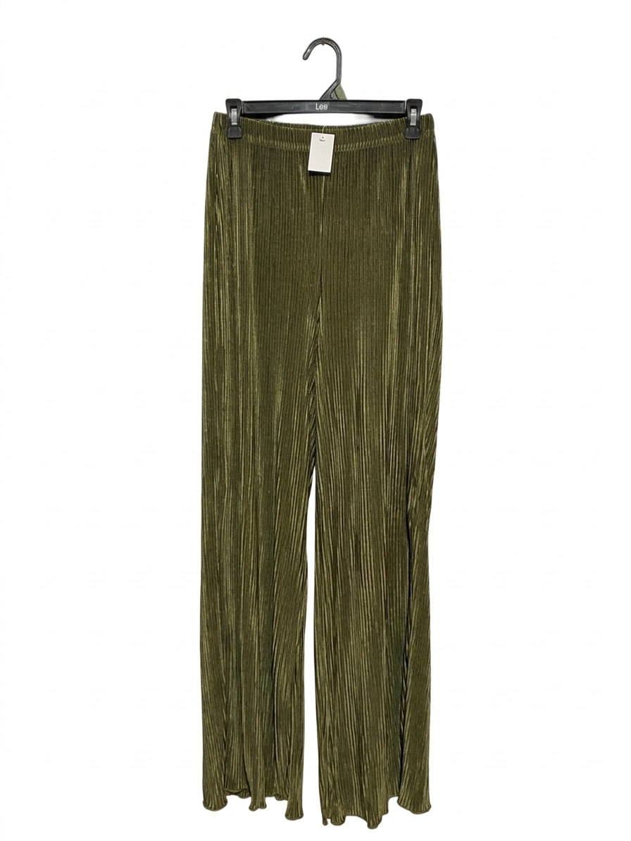 |M| WAIST 26| B8| PREMIUM OLIVE GREEN PLEATED WIDE-LEG TROUSERS