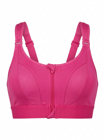 |XL| BUST 20| B5| WOMEN’S HIGH-IMPACT ZIP-FRONT SPORTS BRA – HOT PINK