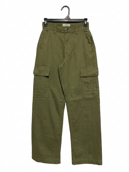 COTTON ON |S| WAIST 26| B5| CLASSIC OLIVE GREEN HIGH-WAISTED CARGO PANTS