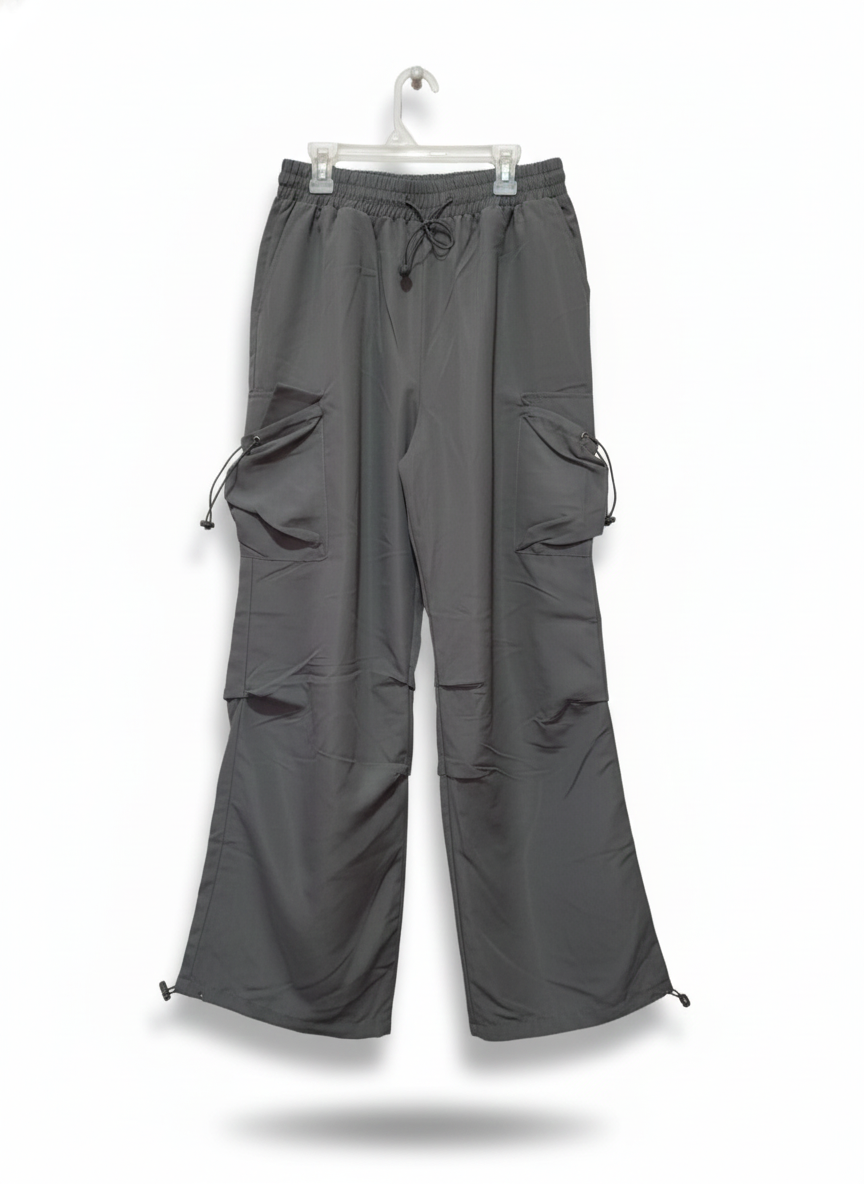 SHEIN |M|WAIST 28|GREY DRAWSTRING PARACHUTE CARGO PANTS