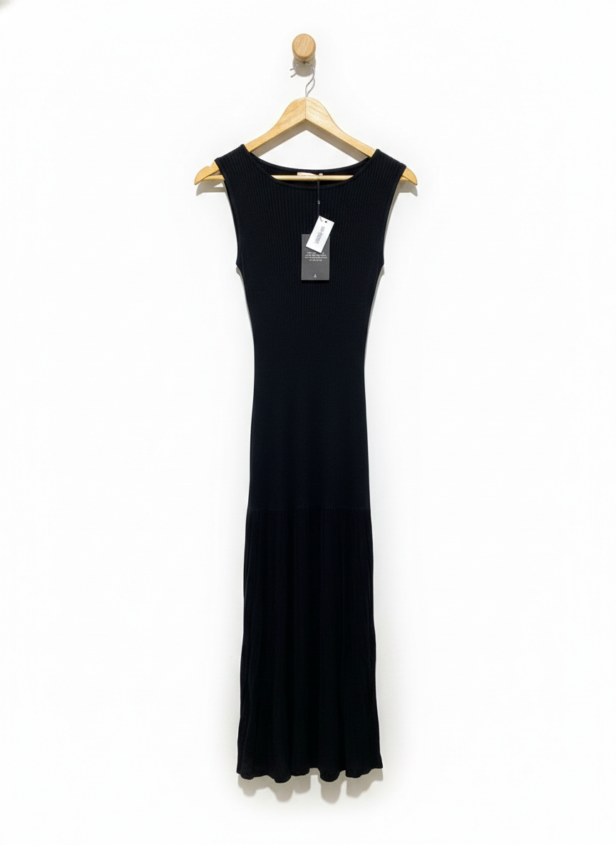 4TH RECKLESS |M| BUST 12| Black Sleeveless Ribbed Midi Dress