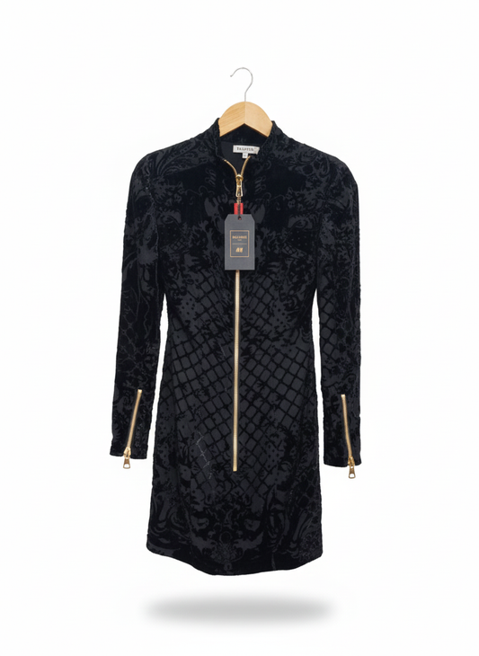 H&M BALLMAN PARIS|M|BUST 17|BLACK VELVET MINI BODYCON DRESS