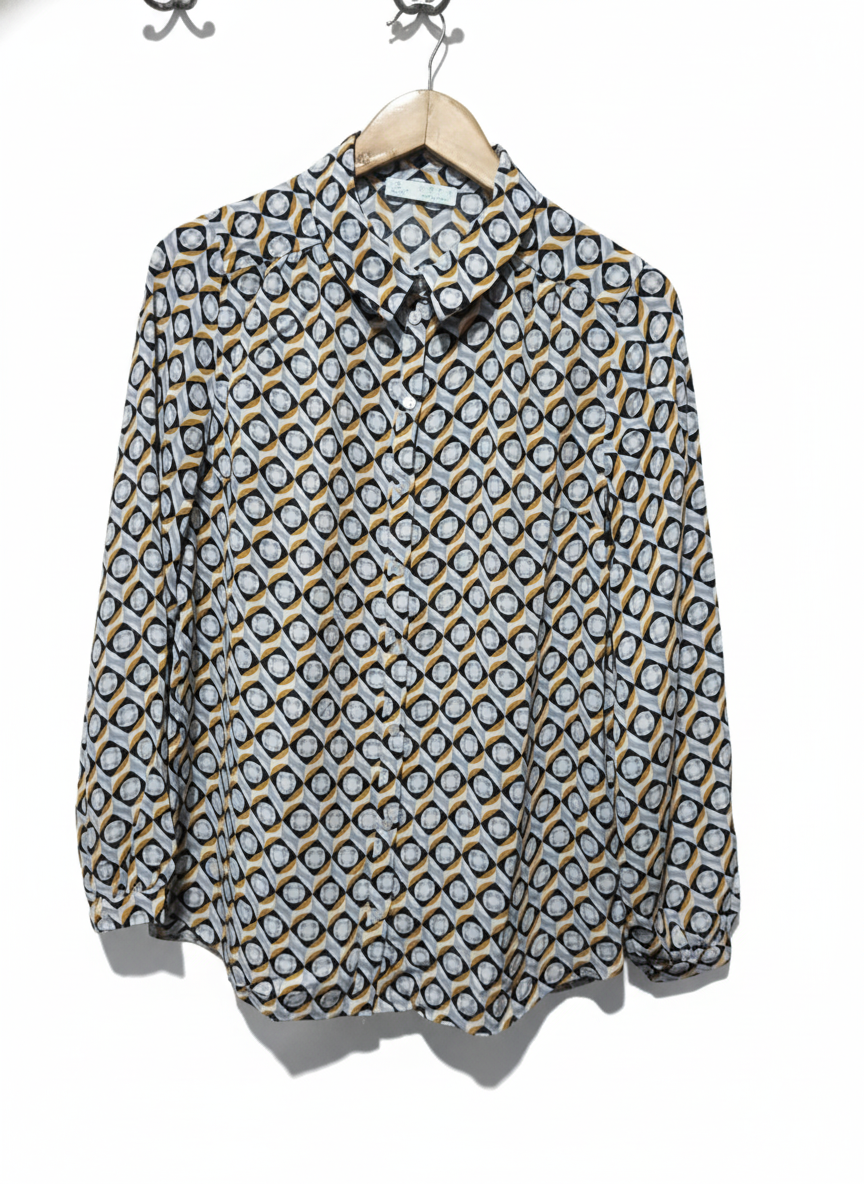 Primark Women's Retro Circle Print Long Sleeve Shirt