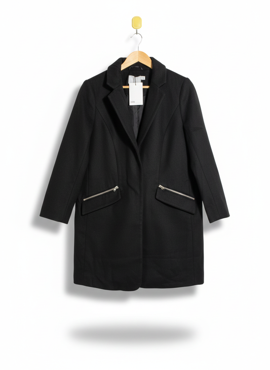 ASOS|M|BUST 21| BLACK CLASSIC COAT WITH ZIPPER POCKETS