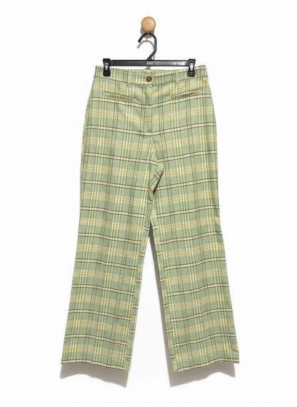 MONKL |L| WAIST 30| SAGE GREEN PLAID TAILORED TROUSERS