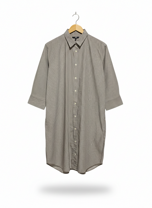 UNIQLO |XL| BUST 23| C9| VERTICAL STRIPED COLLARED SHIRT DRESS