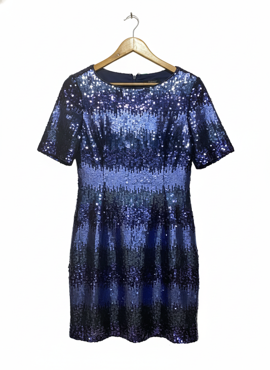 TAHARI |M| BUST 19| Sequined Short-Sleeve Mini Dress