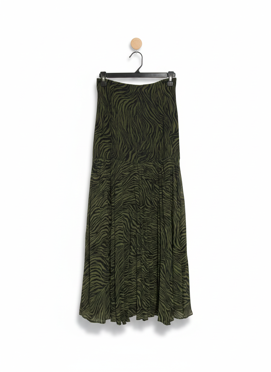 BARDOT |M| WAIST 26| SOPHISTICATED OLIVE AND BLACK MIDI SKIRT.