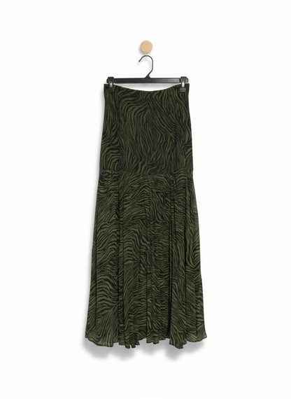 BARDOT |M| WAIST 26| SOPHISTICATED OLIVE AND BLACK MIDI SKIRT.