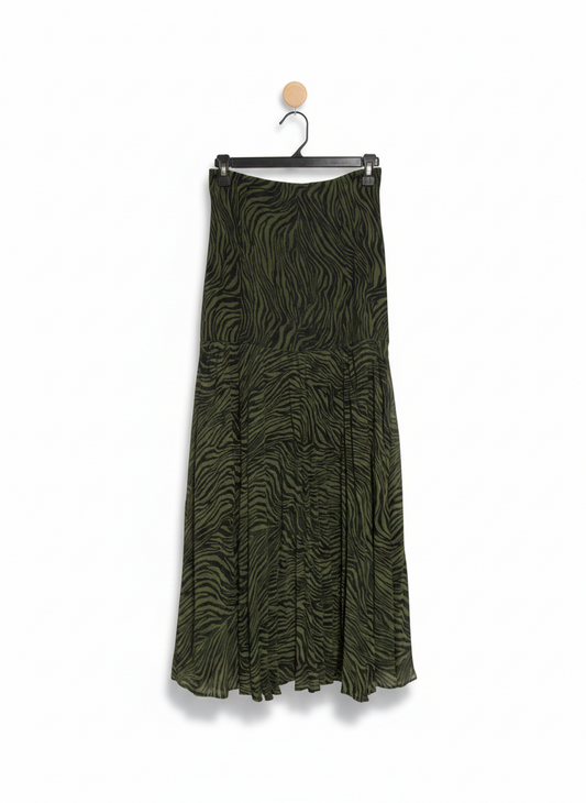 BARDOT |M| WAIST 26| SOPHISTICATED OLIVE AND BLACK MIDI SKIRT.