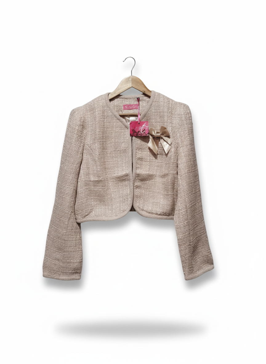 Lustre Beige Mottled Jacket with Bow W-20 /L-18