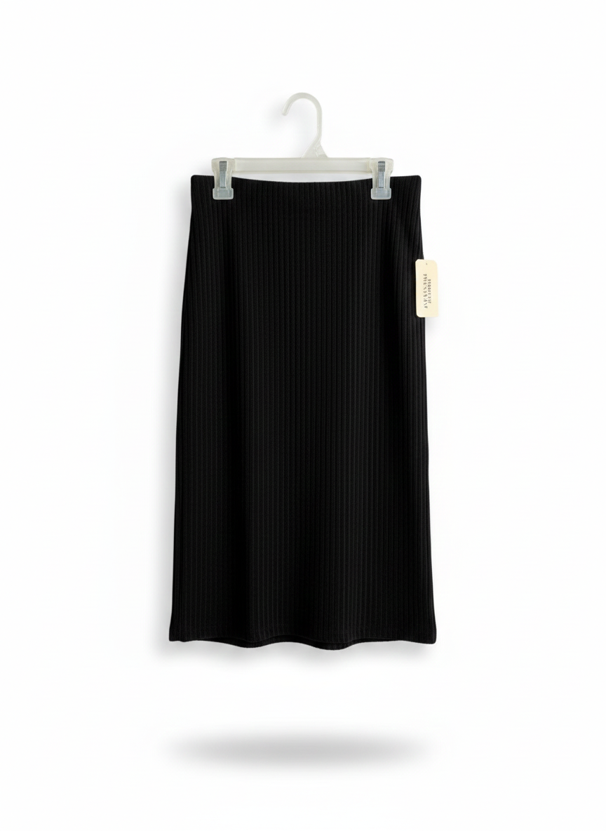 FOREVER 21|S|WAIST 26|Black Ribbed Midi Skirt