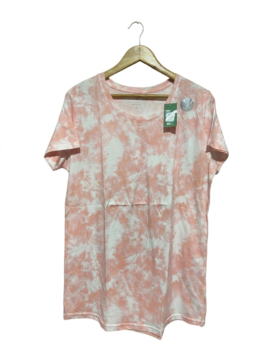 DREAM |M| BUST 21| B8| PREMIUM PEACH AND WHITE TIE-DYE CASUAL COTTON T-SHIRT