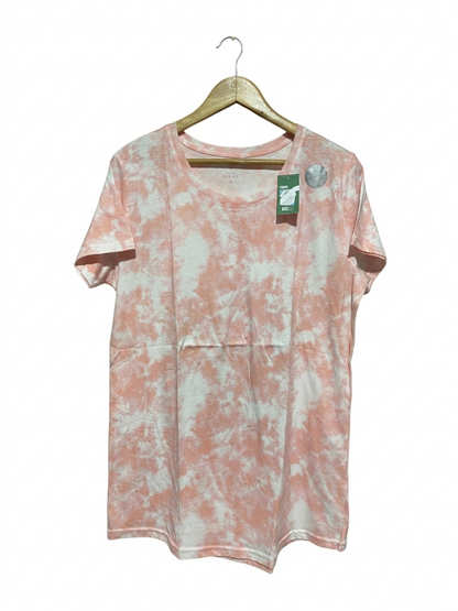 DREAM |M| BUST 21| B8| PREMIUM PEACH AND WHITE TIE-DYE CASUAL COTTON T-SHIRT