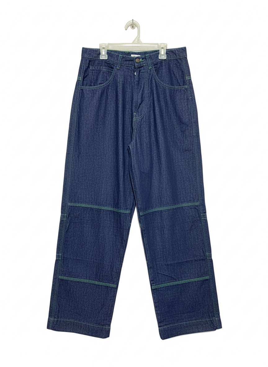 COLLUSION|M|WAIST 28|BLUE DENIM WIDE-LEG WORK PANTS