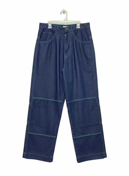 COLLUSION|M|WAIST 28|BLUE DENIM WIDE-LEG WORK PANTS