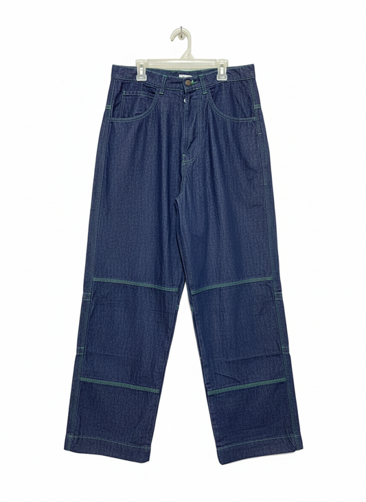 COLLUSION|M|WAIST 28|BLUE DENIM WIDE-LEG WORK PANTS
