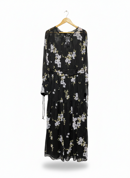 CITY CHIC |S| BUST 19| BLACK FLORAL CHIFFON MAXI DRESS