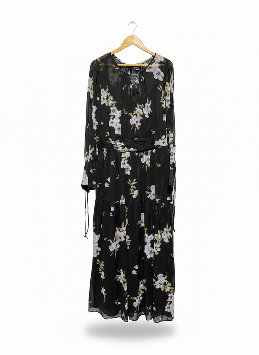 CITY CHIC |S| BUST 19| BLACK FLORAL CHIFFON MAXI DRESS