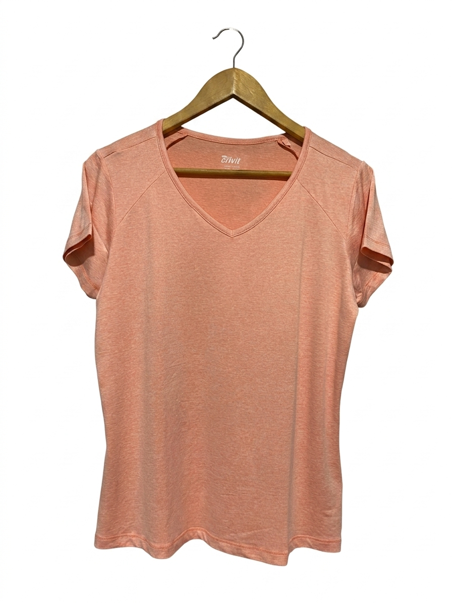 CRIVIT |L| BUST 19| B23| WOMEN'S PERFORMANCE V-NECK T-SHIRT - PEACH MELANGE
