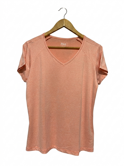 CRIVIT |L| BUST 19| B23| WOMEN'S PERFORMANCE V-NECK T-SHIRT - PEACH MELANGE