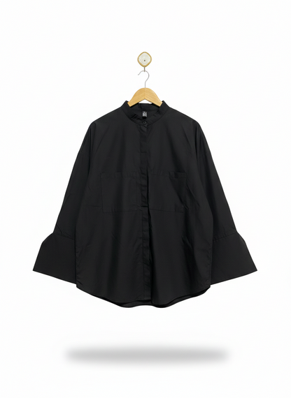 SHEIN |L| BUST 25| BLACK OVERSIZED BUTTON-UP BLOUSE