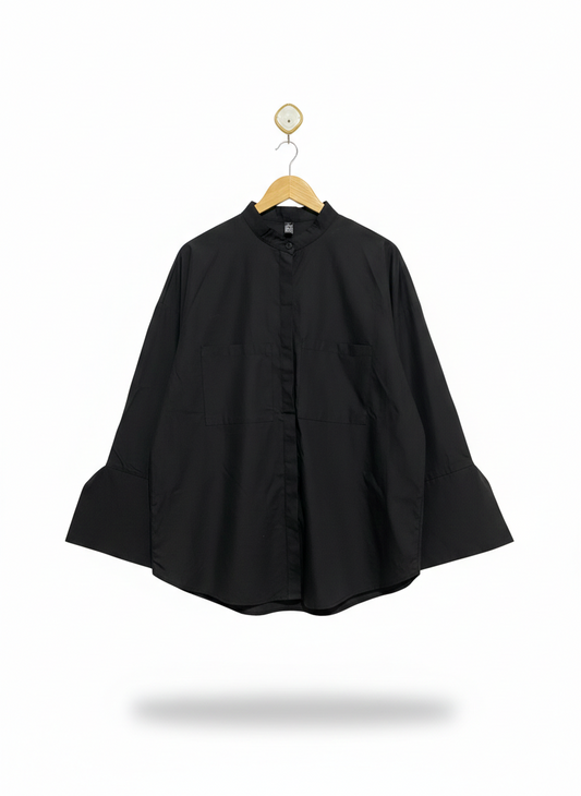 SHEIN |L| BUST 25| BLACK OVERSIZED BUTTON-UP BLOUSE
