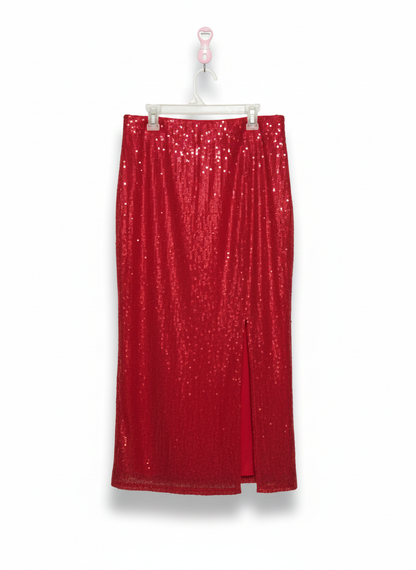 A NEW DAY |S/M|WAIST 28|RED SEQUIN MIDI SKIRT