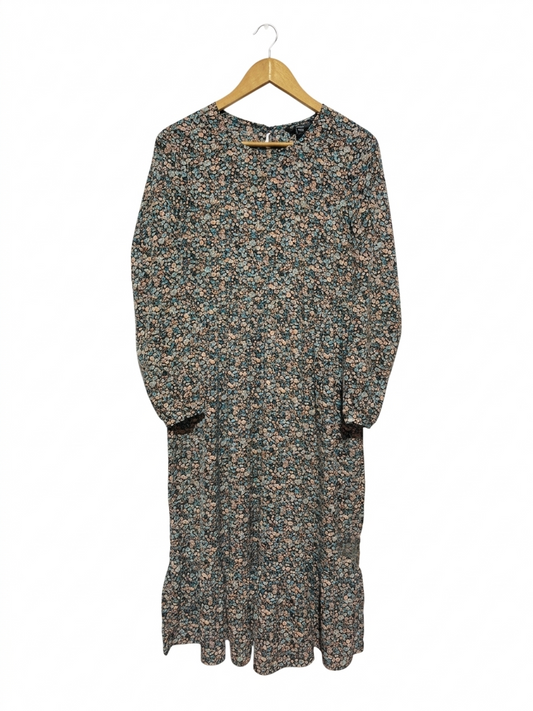 BRAVE SOUL |M| BUST 19| B9| VINTAGE-INSPIRED FLORAL DITSY PRINT MIDI DRESS FOR WOMEN